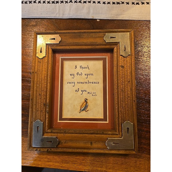 Vintage  "I thank my God in every remembrance of you. Phil‎ 1:3 (Frame 6"x7") - Picture 1 of 3